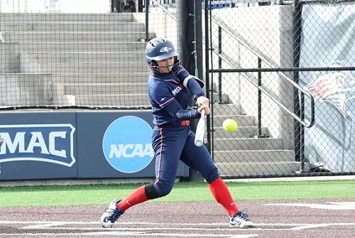 MSU Denver outfielder Shelby Robb hits for the Roadrunners softball team.