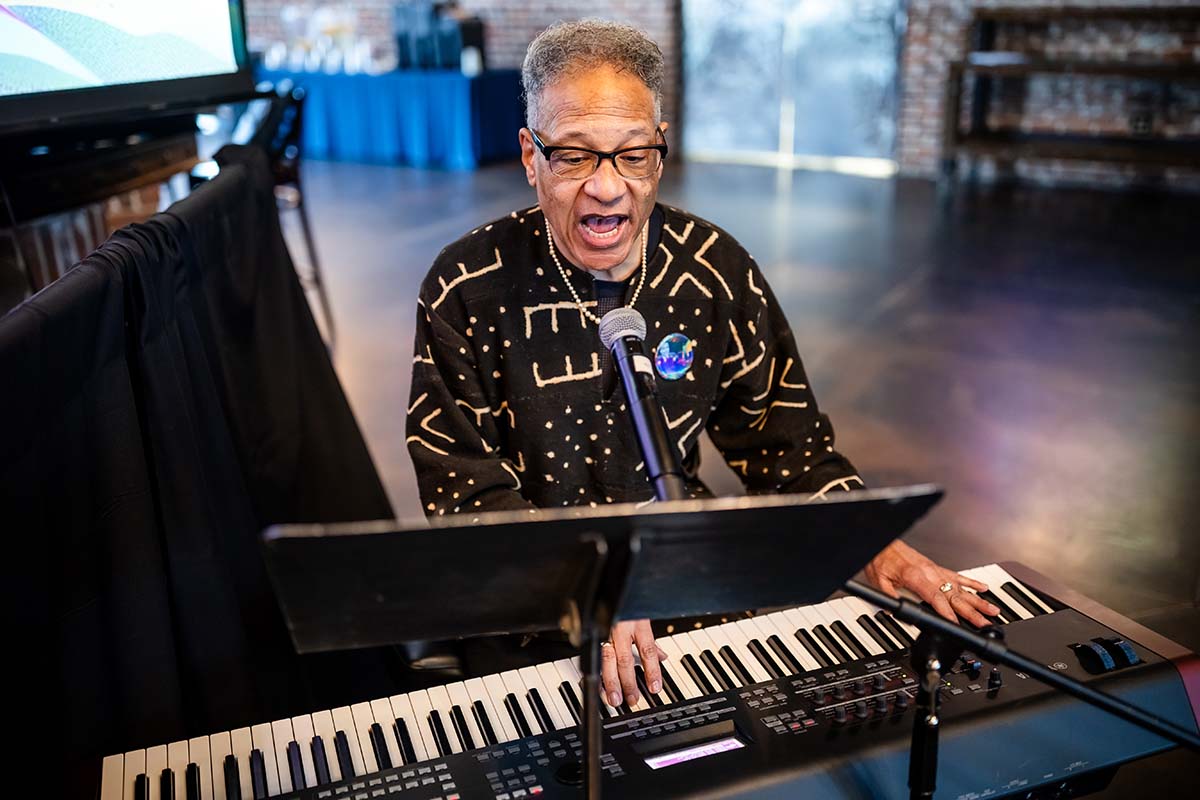 Daryl Walker plays the keys and sings at the event.