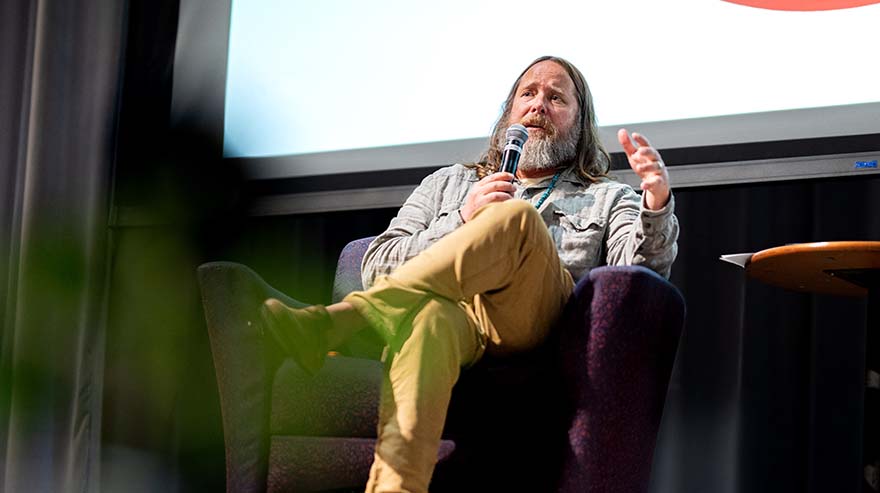 Matt Makley, Ph.D., speaks at the Community Collab Summit in August.