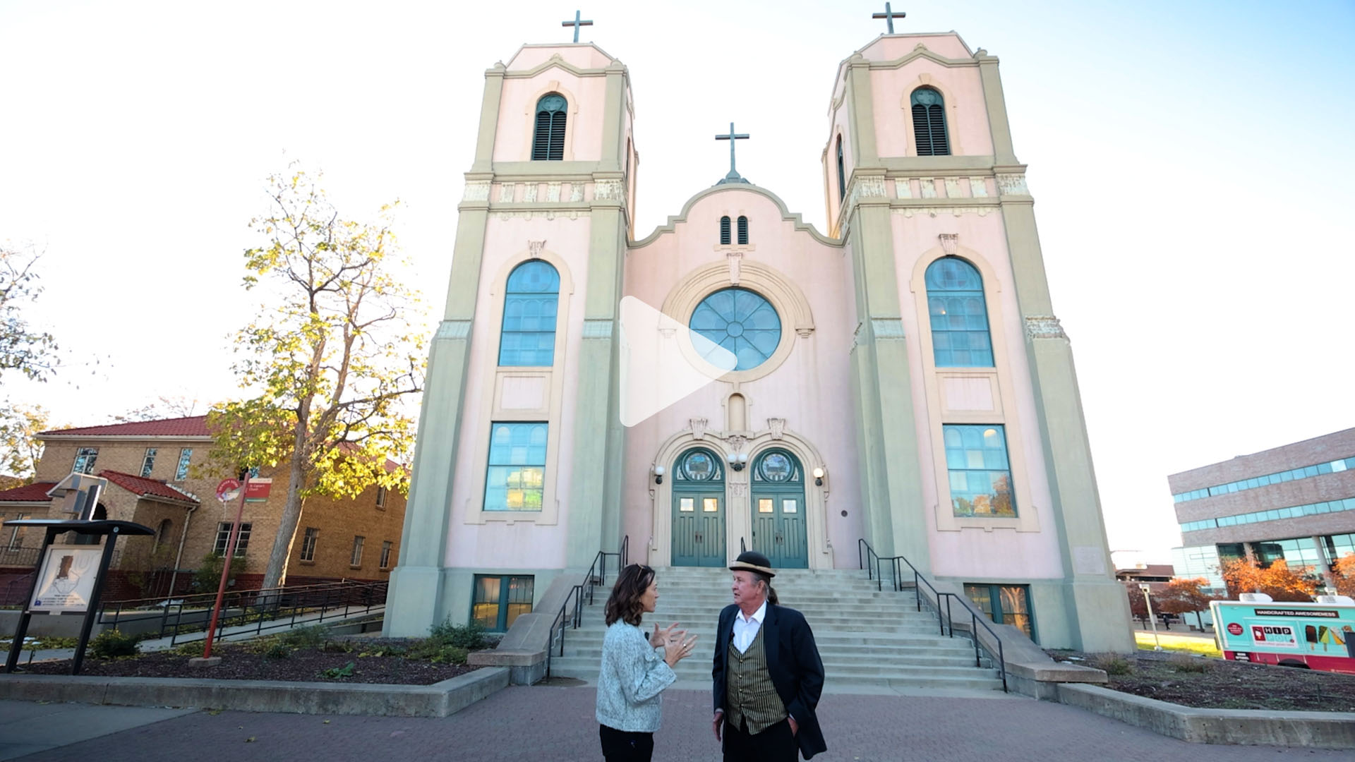 St. Cajetan's exterior with playbug overlay