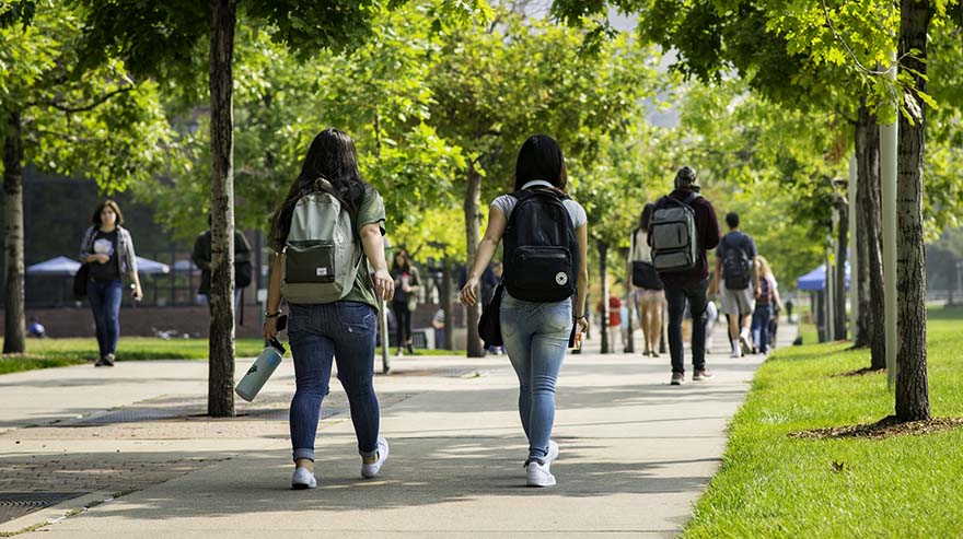 Students walking on campus