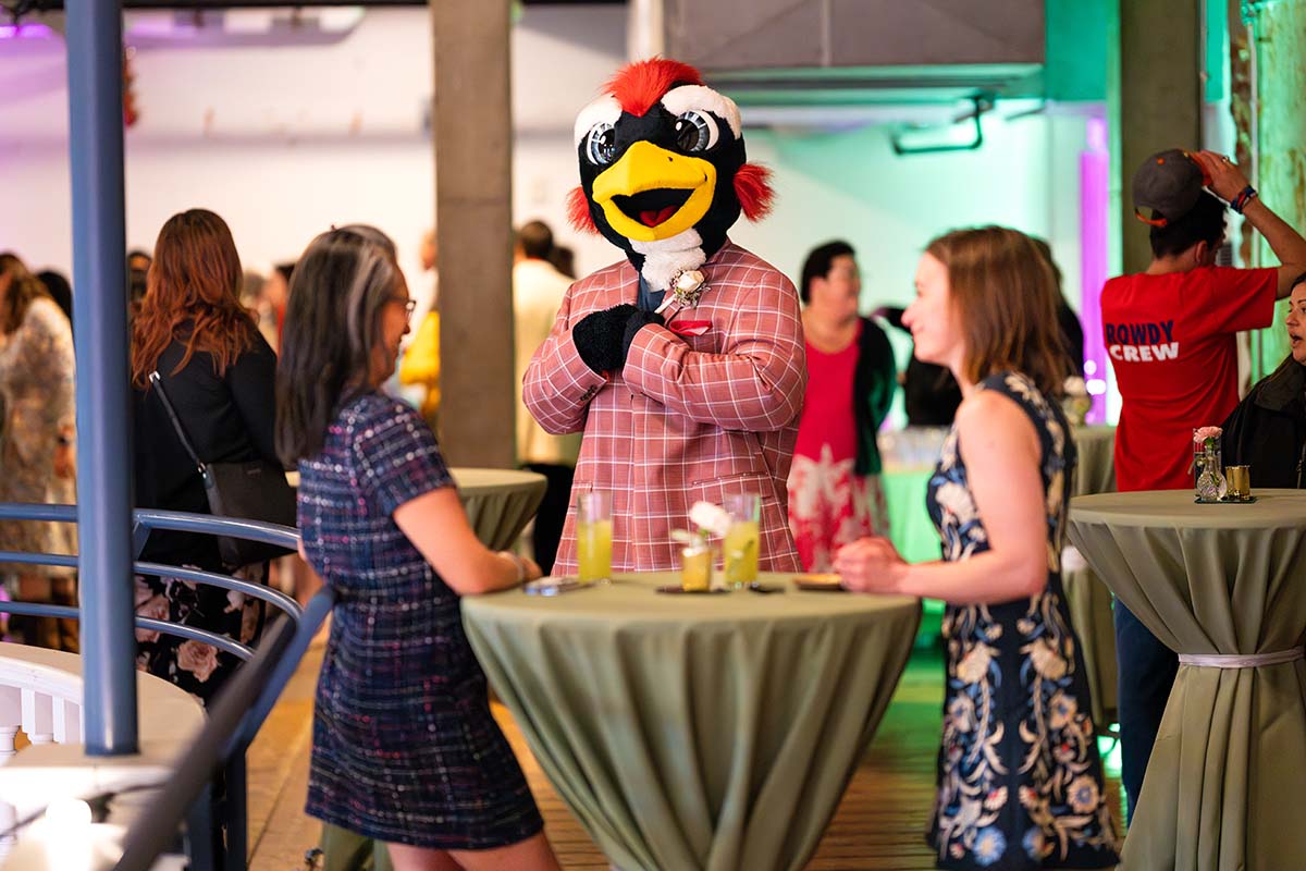Rowdy is dressed to the nines at the Soar event.