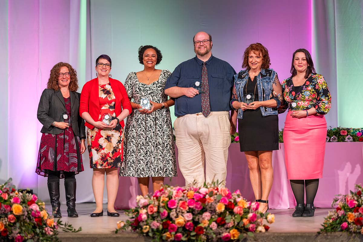 Faculty Award of Excellence, Scholarly or Creative Activities, and Faculty Excellence in Service award winners at the Roadrunners Who Soar Awards.