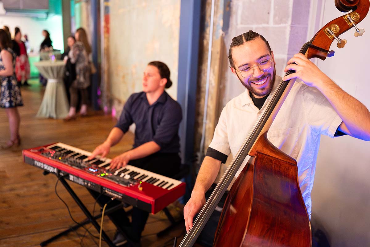 Musicians play at the event.