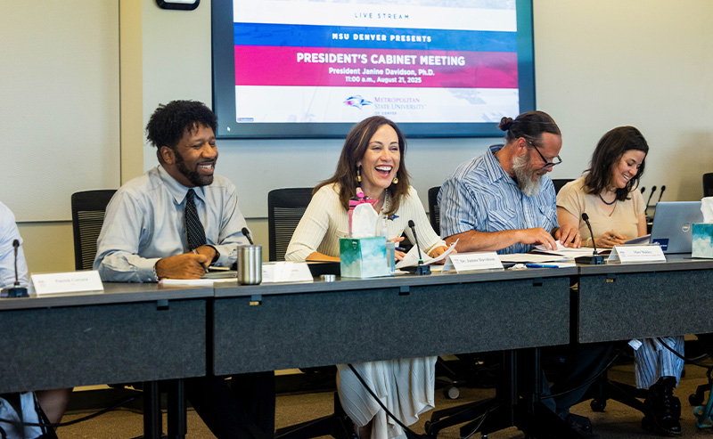 MSU Denver leadership, including President Davidson, convene at the August 2025 President's Cabinet meeting