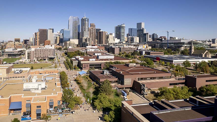 Aerial photo of Auraria campus