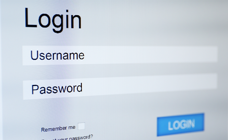 Close-up of a login screen showing username and password fields with a blue login button.