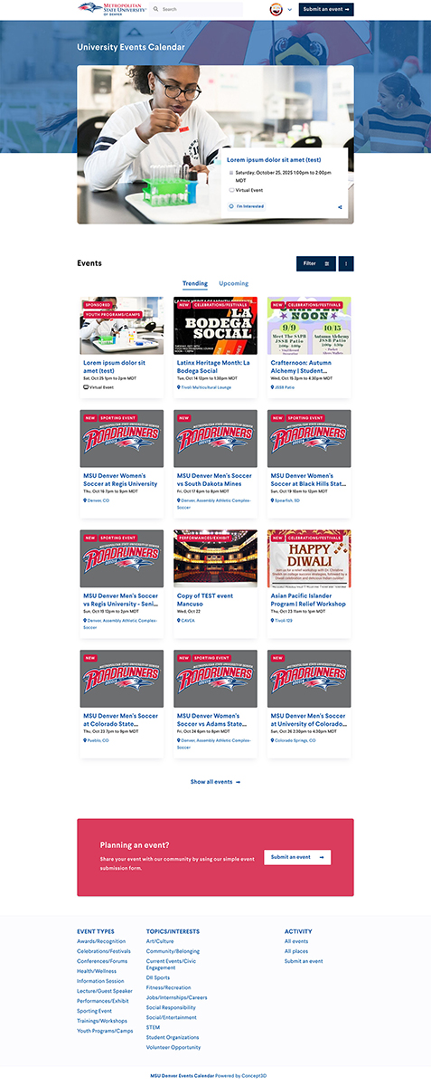 screenshot of online events calendar with four rows of thumbnail images representing calendar events.