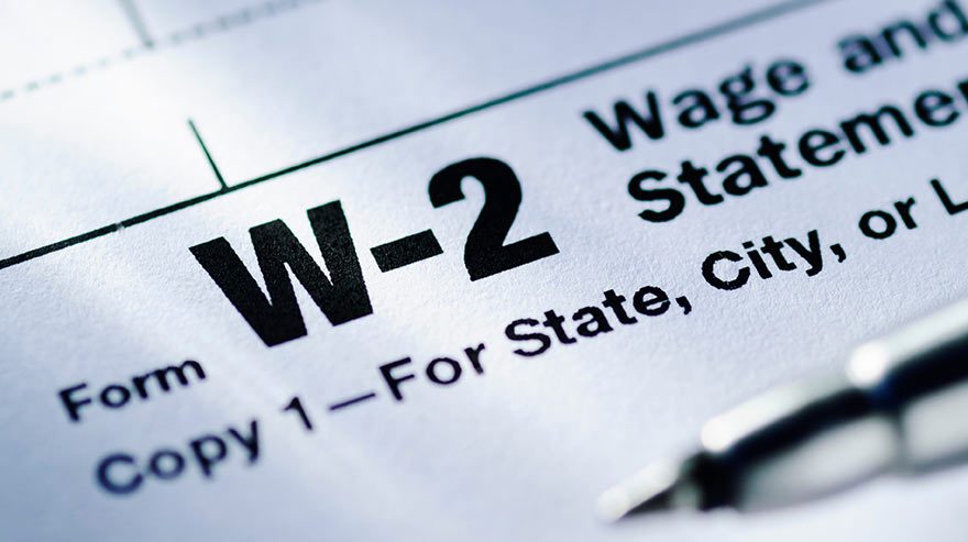 Close up shot of federal W-2 form