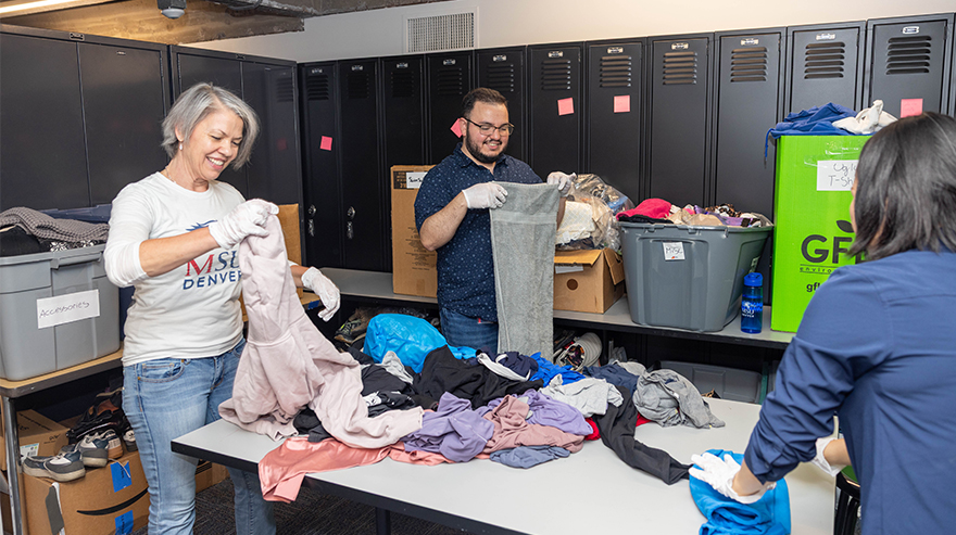 MSU Denver staff members take part in Roadrunners Give Back Day in the Tivoli